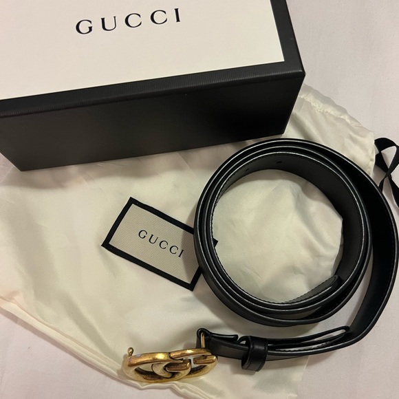Gucci LEATHER BELT WITH DOUBLE G BUCKLE - Picture 3 of 8